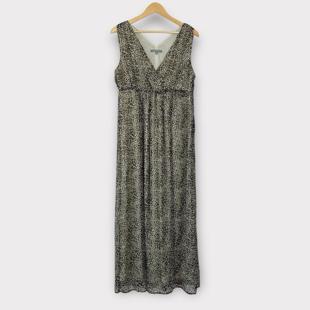 NY Collection Leopard Print Maxi Dress Size Large Stretch Waist Flowy